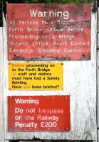 Notice board at the end of the down platform at Dalmeny Station in April 2005.<br><br>[John Furnevel 30/04/2005]