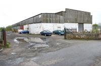 Entrance to Bathgate shed and yard looking east in May 2005 with the structure having been occupied for some time by a Roofing and Building Maintenance Company (!)<br><br>[John Furnevel 18/05/2005]