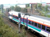 Having just left Brunstane station, a train from Bathgate heads for its ultimate destination at Newcraighall on 15 October 2002.<br><br>[John Furnevel 15/10/2002]