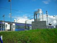 The 'Place of Dreams' sculpture alongside the platform at Newcraighall station [see adjacent news item].  <br><br>[John Yellowlees 06/08/2012]