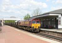 EWS 66149 trundles south through Inverkeithing station on 11 May 2005 with coal empties.<br><br>[John Furnevel 11/05/2005]