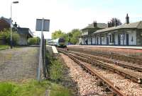 View south at Ladybank in May 2005 as an Edinburgh - Dundee train enters the station.<br><br>[John Furnevel 04/05/2005]
