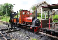 Quarry Hunslet 0-4-0ST <I>Covertcoat</I> on the narrow gauge Launceston Steam Railway on 22 July 2010.<br><br>[Peter Todd 22/07/2010]