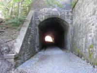 The 70 yard long former railway tunnel under the A72 Innerleithen Road at Eshiels, just east of Peebles, photographed in July 2010. Sealed in 1962, the tunnel was reopened as part of a cycle route earlier this year.<br><br>[Colin Harkins 17/07/2010]