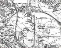 Part of an old map published around 1960 showing the area of Paisley in the vicinity of the original Hawkhead station, located on the east side of Hawkhead Road. The Paisley & Barrhead route is also seen crossing the 'main line' and passing the 'squinty house' on the north side of Seedhill Road [see image 30084]. Also of note is the old wartime depot to the east of Hawkhead Station with a kickback set of sidings and a headshunt (now occupied by housing).<br>
<br><br>[Colin Miller //1960]