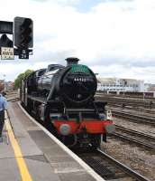 Black 5 no 44932 arrives at Bristol Temple Meads on 5 August 2010 with <I>The Cathedrals Express</I> from London Waterloo.<br><br>[Peter Todd 05/08/2010]