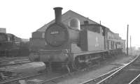 Condemned class J73 0-6-0T no 68359, latterly of 51C West Hartlepool, stands in the yard at Darlington works awaiting cutting up. The J73s were all withdrawn by BR between 1955 and 1960.<br><br>[K A Gray //]