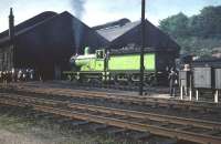 Ex-Great North of Scotland Railway 4-4-0 No 49 <I>Gordon Highlander</I> poses on Dumfries shed on 13 June 1959. The locomotive had arrived on the SLS <I>Golden Jubilee Special</I> from Buchanan Street and would shortly return north with the train, finishing the tour at St Enoch.<br><br>[A Snapper (Courtesy Bruce McCartney) 13/06/1959]