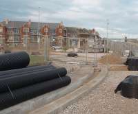 <I>What a difference a year makes.</I> The turning circle at Starr Gate is being relaid as part of the new tram depot construction work. Concrete troughs have replaced the old bullhead wooden sleepered track. [See image 25075 for the same view just one year earlier.] <br><br>[Mark Bartlett 11/08/2010]