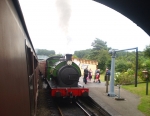 Hunslet 1982 of 1940 'Ring Haw' with a train at Weybourne on the North Norfolk Railway on 1 August 2010<br><br>[Colin Alexander 01/08/2010]