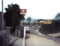 Back on the railway map after an absence of 16 years, the entrance to Dyce station on 15 September 1984, the re-opening day.<br><br>[John Williamson 15/9/1984]