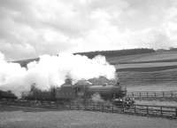 The RCTS <I>North Eastern No 2 Rail Tour</I> of 10 April 1965 behind ex-LNER no 3442 <I>The Great Marquess</I>, photographed between Eastgate and Westgate-in-Weardale on the Wearhead branch during the run from Bishop Auckland to St John's Chapel.<br><br>[K A Gray 10/04/1965]