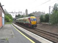 224 027 approaches Motherwell on 14 August with a circle service <br>
which has come via Hamilton.  All such services in both directions are announced as terminating at Motherwell, though in fact trains wait only a few minutes before continuing in the same direction to return towards Glasgow.<br><br>[David Panton 14/08/2010]