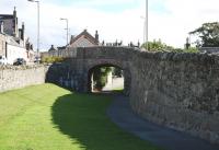 The bottom end of the Portsoy Harbour branch looking south towards harbour junction and Portsoy station on 22 August 2010. The former trackbed is now a walkway, providing an easy route between here and the old station site.<br><br>[John Gray 22/08/2010]