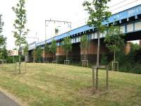 View west along Kelvinhaugh Viaduct towards the River Kelvin on 23 June 2010.<br><br>[Alistair MacKenzie 23/06/2010]