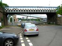 A section of the Kelvinhaugh Viaduct crossing Sandyford Street. View south towards the Clyde in June 2010.<br><br>[Alistair MacKenzie 23/06/2010]