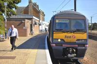 The driver of 322481 heads towards a seat in the sun prior to taking out the 15.04 to Edinburgh Waverley from Dunbar on 30 August. These units should be replaced by 334s in March 2011. [Railscot note: The units were eventually replaced by 380s in June 2011]<br>
<br><br>[Bill Roberton 30/08/2010]