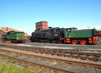 Class 4MTT 80105 has arrived back at Bo'ness after a sojourn on the<br>
Wensleydale Railway. Here she is being shunted alongside Morayshire on 2 September 2010. She will operate this weekend then go offline for a time as her ticket will have expired.<br><br>[Brian Forbes 02/09/2010]