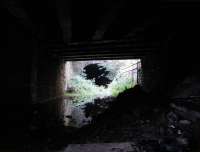 View from the site of the Glasgow Central Railway's Kelvin Bridge station [see image 30540] in September 2010 - looking towards the tunnel under Great Western Road. Part of the old southbound platform can just be made out on the right.<br><br>[David Panton 01/09/2010]