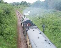 Having breasted the summit near Churston, 6024 <I>King Edward I</I> receives some attention to its fire as it begins the descent to Kingswear. The GWR 4-6-0 was nearing the end of a journey that had started at Bristol.<br><br>[Mark Bartlett 13/06/2010]