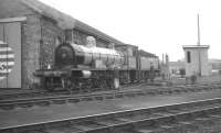 HR 103 receiving attention at Inverness in August 1965 between turns with the <I>Highland Railway Centenary</I> specials. The locomotive ran a twice daily shuttle between Inverness and Forres throughout the week as part of the HR celebrations.<br><br>[K A Gray /08/1965]