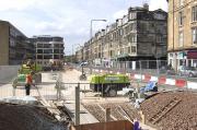 Progress on the planned tram stop at Haymarket. View west on 4 September 2010.<br><br>[Bill Roberton 04/09/2010]