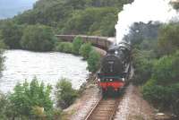 Black 5 no 45231 <I>Sherwood Forester</I> skirts Loch Dubh, west of Lochailort, with the <I>West Highlander</I> Railtour on 4 September 2010.<br><br>[John Gray 04/09/2010]