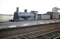 Jumbo 0-6-0 no 57451 held in the platform loop at Symington with a down freight in 1959. <br><br>[A Snapper (Courtesy Bruce McCartney) 04/04/1959]