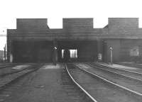 The 6 through-road straight shed at Parkhead, photographed in 1963.  Latterly coded 65C, the shed stood on the south side of what is now the North Clyde line between the former Parkhead North station and Carntyne. It was finally closed completely in October of 1965 and demolished during 1966.<br>
<br><br>[Jim Peebles //1963]
