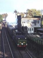 Ex-GNoSR 4-4-0 no 49 <I>Gordon Highlander</I> heads a westbound special past the island platform of Newington station on the Edinburgh 'sub' in the summer of 1964.<br><br>[Frank Spaven Collection (Courtesy David Spaven) //1964]