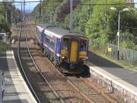 Hourly semi-fast services on the Shotts line were introduced in the <br>
December 2009 timetable, the first such services since the 1960s. This doubles the service to Shotts, Livingston South and West Calder, and the faster services must be a boon to commuters there who were used to all-station working. Another beneficiary is Bellshill, which as well as giving the world Sheena Easton, now has an extra service to Glasgow every hour which is non-stop (handy for Sheena's 9 to 5 'baby' if you think of the lyrics). On 11 September 156 496 arrives with a semi-fast for Edinburgh. <br>
<br><br>[David Panton 11/09/2010]