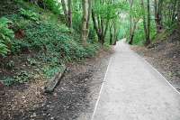 The view south towards Harborne from near Hagley Road in September 2010. The trackbed is now a footpath and, regrettably, the terminus at Harborne has been obliterated.<br><br>[Ewan Crawford 15/09/2010]