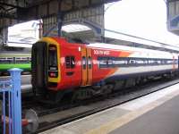 A South West Trains Class 158 at Norwich shortly after Stagecoach won the East Midlands franchise in 2007.<br><br>[Ian Dinmore //2007]