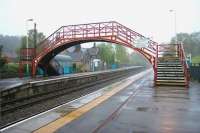 Sunday morning at Riding Mill. Platform view west towards Carlisle through the station footbridge on 7 May 2006. <br><br>[John Furnevel 07/05/2006]