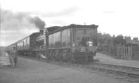 The SLS Glasgow South Railtour stands at Calder station on 9 June 1962 behind McIntosh ex-Caledonian 0-6-0 no 57581.<br><br>[K A Gray 09/06/1962]