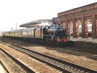 Black 5 4-6-0 no 44767 <I>George Stephenson</I> running westbound into Wakefield Kirkgate with <I>The Norseman</I> special on 18 March 1995.<br><br>[David Pesterfield 18/03/1995]