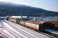 A rare sight - snow at Kyle, seen in this early 1977 view.<br><br>[Frank Spaven Collection (Courtesy David Spaven) //1977]