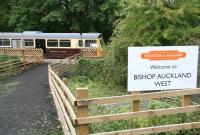 Entrance to the Weardale Railway platform at Bishop Auckland West on 30 September 2010, with the 13.40 service to Stanhope awaiting its departure time.<br>
<br><br>[John Furnevel 30/09/2010]