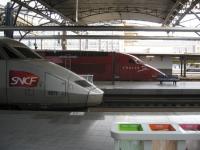 TGV and Thalys services at Brussels Midi in October 2010. Note that you are required to seperate your rubbish here when using the platform bins!<br><br>[Michael Gibb 13/10/2010]