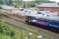 The Northern 13.40 service to Saltburn leaves Bishop Auckland on 30 September 2010. Almost all of the area shown in this photograph was once covered by the great triangular station and goods yard that stood in the midst of the complex of lines that met at this once important railway junction in County Durham [see image 19360]. Nowadays, in addition to the Bishop Auckland - Darlington - Saltburn services, a newly constructed platform (off picture to the left) dubbed <I>Bishop Auckland West</I>, is used by trains from Stanhope operated by the Weardale Railway.<br><br>[John Furnevel 30/09/2010]