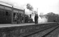 0-6-0T No 8 <I>Freshwater</I> waits at Haven Street station on the Isle of Wight with a service on the island's steam railway in May 1984.<br>
<br><br>[John McIntyre /05/1984]