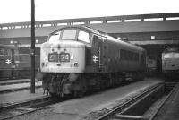 Class 45 no 34 stands on Polmadie shed on 14 February 1970. [This locomotivewas one of the last quartet of class 45/46 examples to appear on Waverley routepassenger duties, working the 1S22 21.15 St. Pancras to Edinburgh over theline on the early morning of Friday 3rd January 1969. D34 did notreappear on 1M10 09.30 Edinburgh - Carlisle so may have failed inEdinburgh and D188 covered the rest of the diagram for that day, whileD160 and D60 performed on the Saturday and Sunday respectively.]<br><br>[Bill Jamieson 14/02/1970]