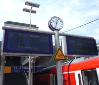 Platform destination boards at Lubeck, July 2010.<br><br>[John Steven /07/2010]