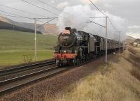 45407 and 44871 pass Wandel Mill, just north of Abington, with an empty stock movement from Fort William to Carnforth on 30 October.<br><br>[Bill Roberton 30/10/2010]