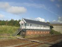 Kirkham North Junction Signal Box, looking North, on 9th September 2010. It is at this point that the line from Preston splits, the route to Blackpool North heads West and the route to Blackpool South goes off to the South West<br><br>[Graham Morgan 09/09/2010]