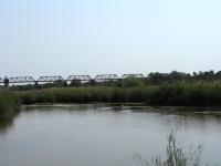 The bridge over the Sabie River in Kruger park on the abandoned line to Komatipoort. Note the crocodile on the sandbank! <br><br>[John Thorn 09/09/2010]