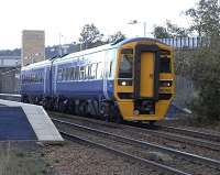 158 786, still stubbornly without any branding after a respray from SWT livery about 3 years ago, restarts from Markinch with a Perth to Edinburgh service on 27 October.  <br><br>[David Panton 27/10/2010]