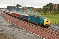 55022 <i>Royal Scots Grey</i> slows for a signal check on the approach to Bathgate on 6 November with the <i>West Lothian Pioneer</i> Railtour<br><br>[James Young 06/11/2010]
