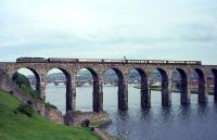 The northbound Deltic-hauled <I>Queen of Scots</I> Pullman slows across the Royal Border Bridge in 1964. <br><br>[Frank Spaven Collection (Courtesy David Spaven) //1964]