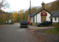 Approach to Grindleford station on the Hope Valley line on 7 November 2010. Note the ex-BR station sign still in LMR Maroon on the end of the building.<br><br>[John McIntyre 07/11/2010]